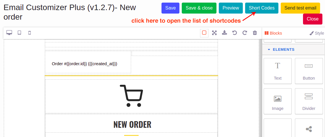 13 fare clic sul pulsante shortcode