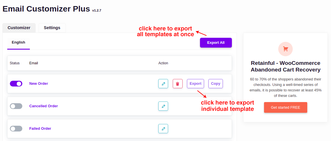 21 modèles d'exportation