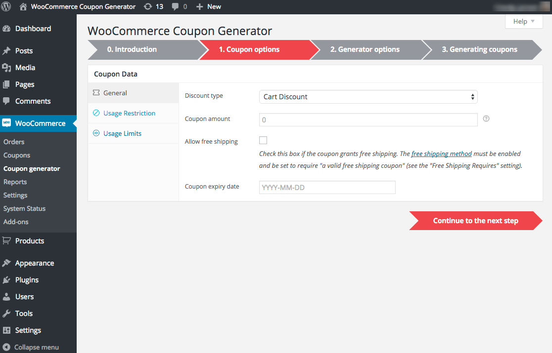 Generator de cupon pentru WooCommerce