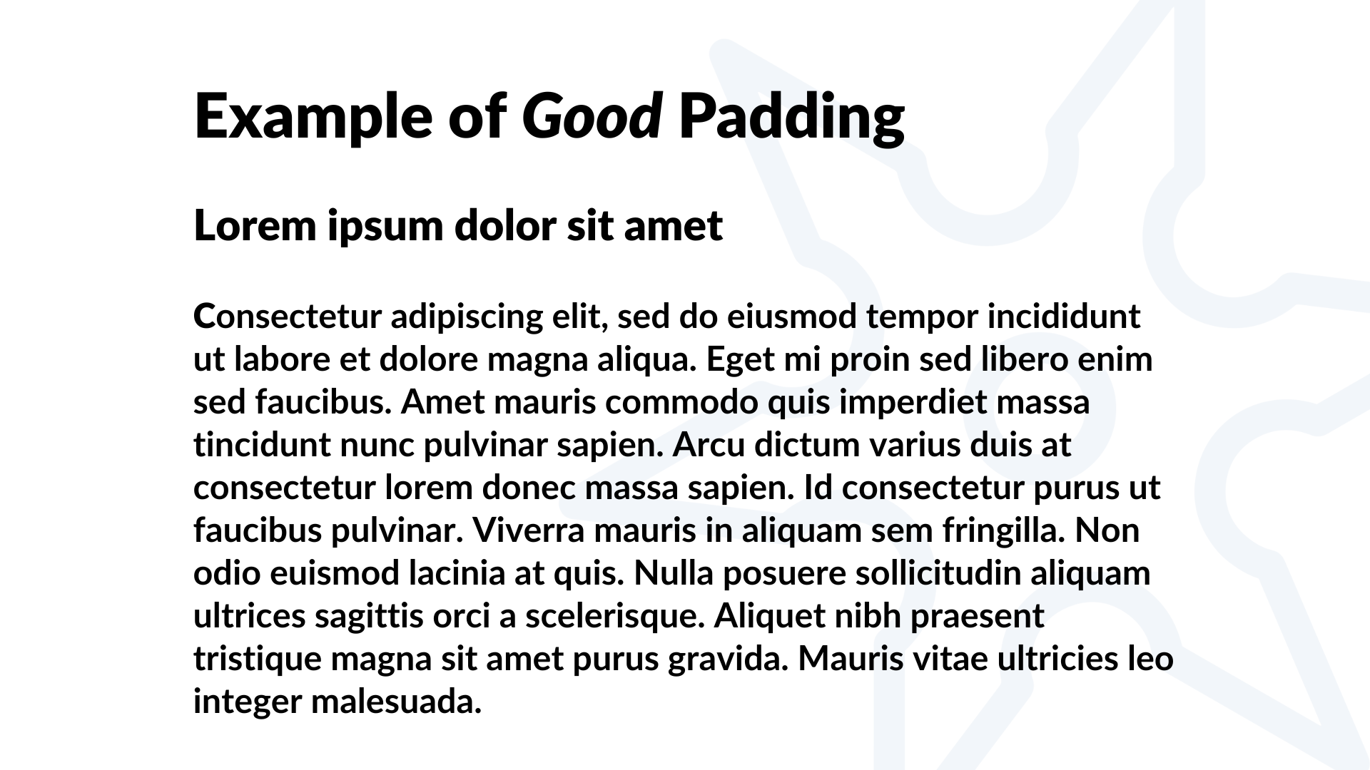 Exemplo de bom preenchimento em uma postagem de blog. Os cabeçalhos têm preenchimento entre eles e o corpo do texto, e há preenchimento no lado esquerdo e direito do texto. não parece apertado