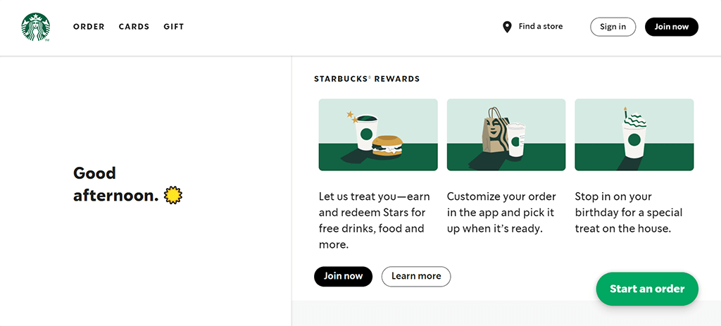 Starbucks PWA pe desktop