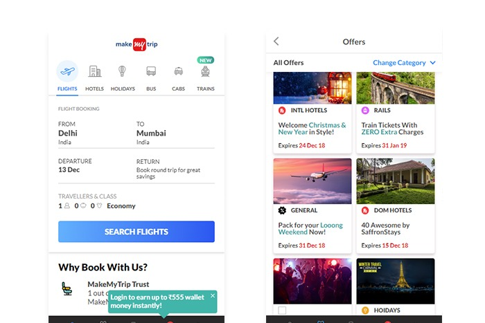 Makemytrip fără cap pwa mobil