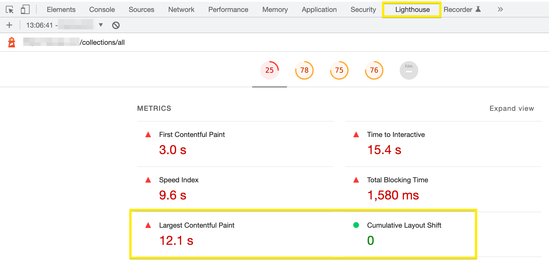 Informe de velocidad en Chrome Dev Tools