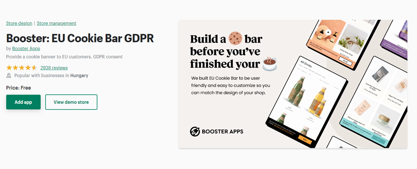 Booster: EU Cookie Bar GDPR