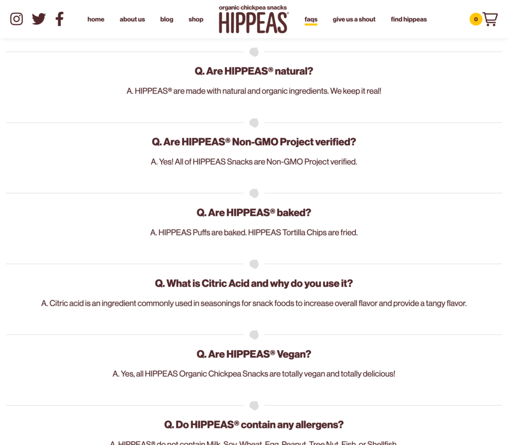 Hippeas FAQ ページ