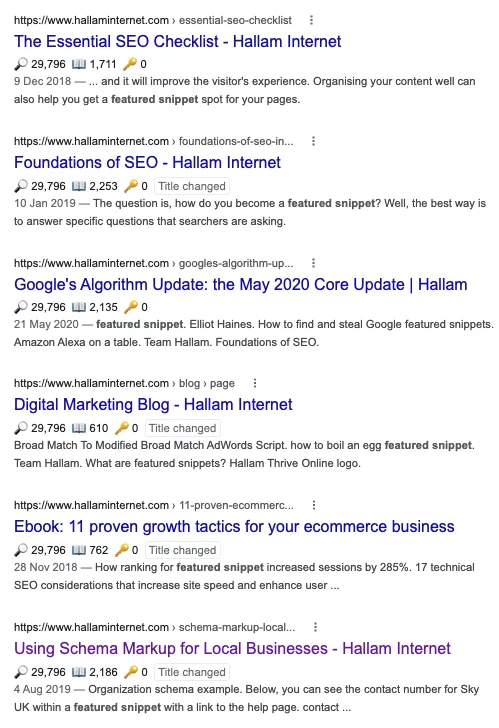 screenshot della pagina dei risultati di ricerca di Google che mostra i blog