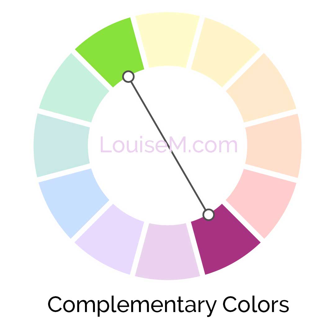 roda de cores mostrando cores complementares de verde e roxo.