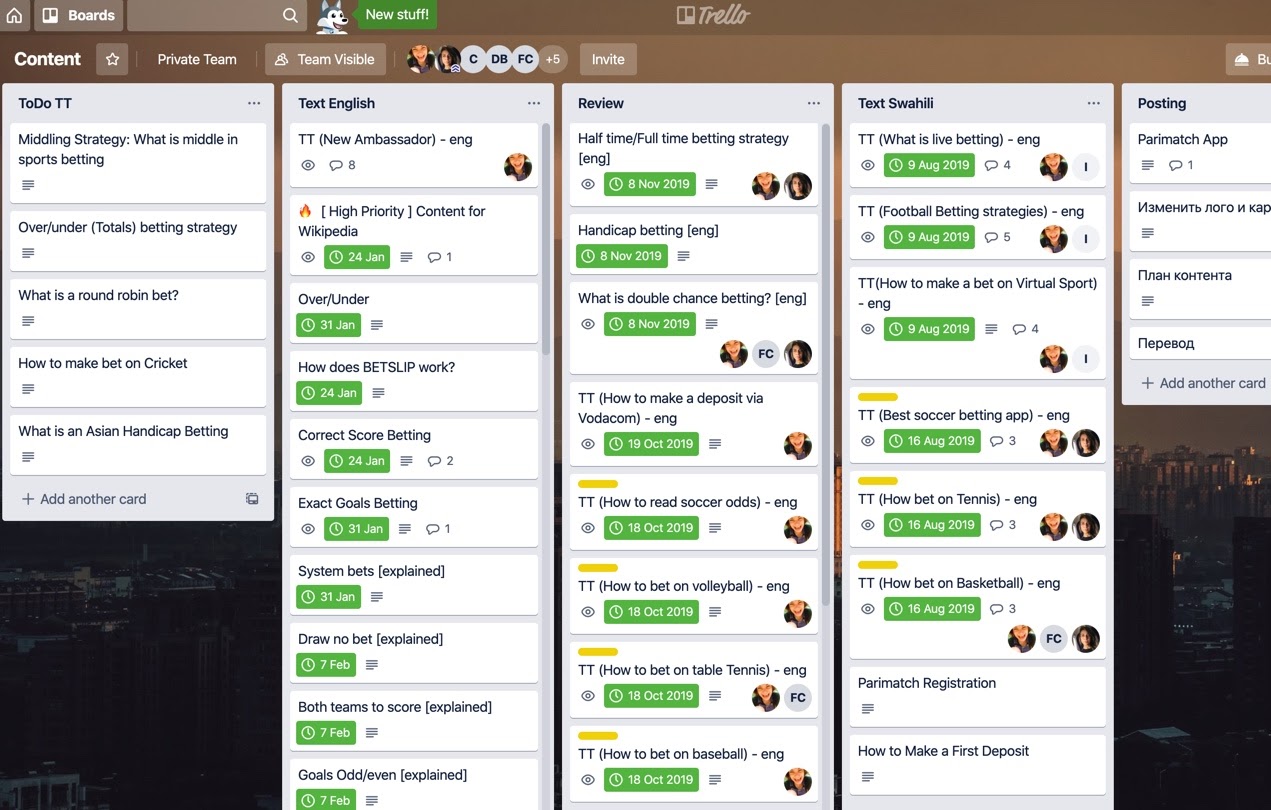 Пользовательский интерфейс Trello