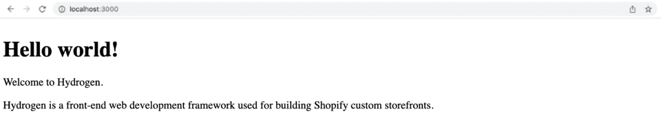 una plantilla de 'hola mundo' para Shopify Hydrogen