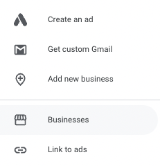 menu akun bisnis google