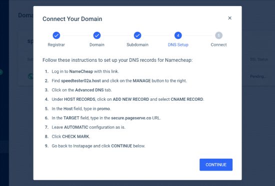 Instapage bağlantı alanı