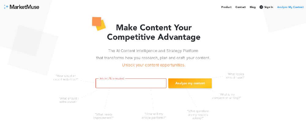 strumento di marketing dei contenuti marketmuse