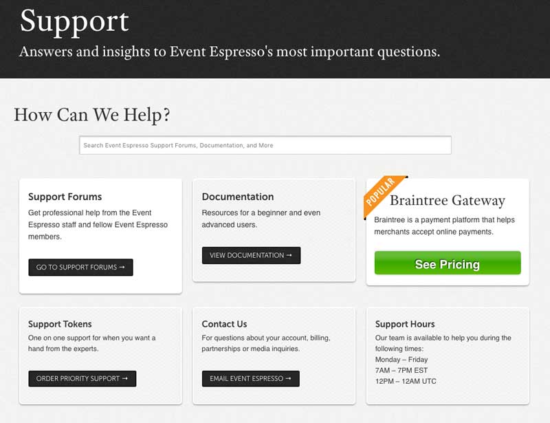 event espresso review support