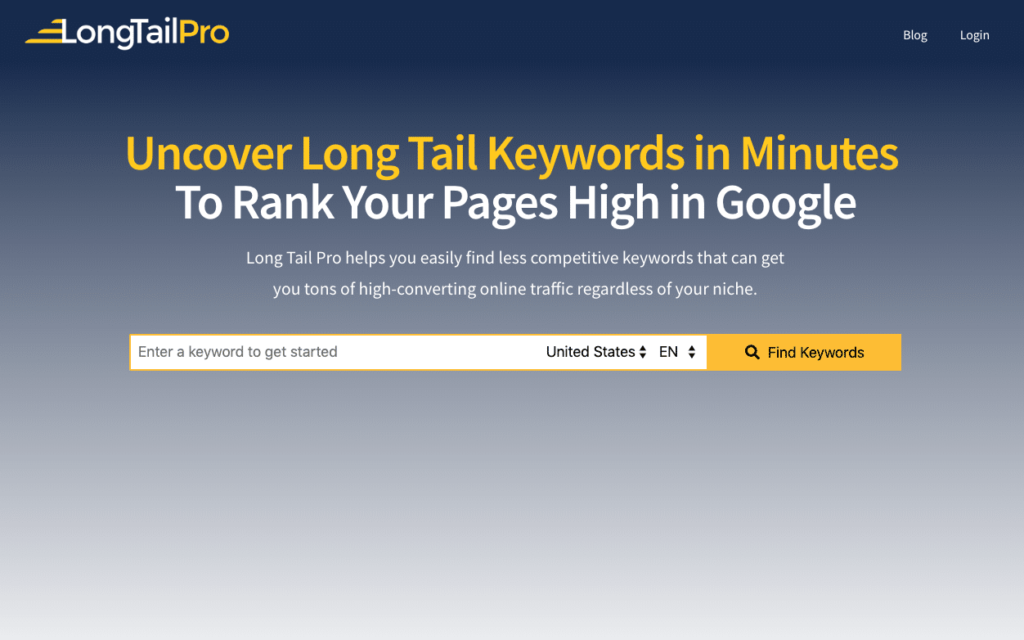 Longtail Pro is a seo tool to help you find content you can use to rank your website