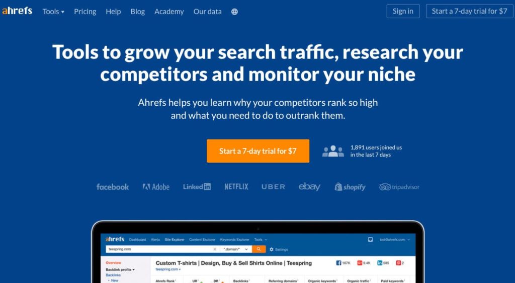 ahrefs melhores ferramentas de SEO para startups