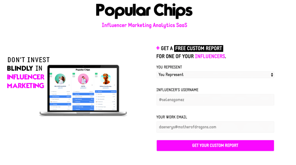 popular chips influencer marketing analytics saas