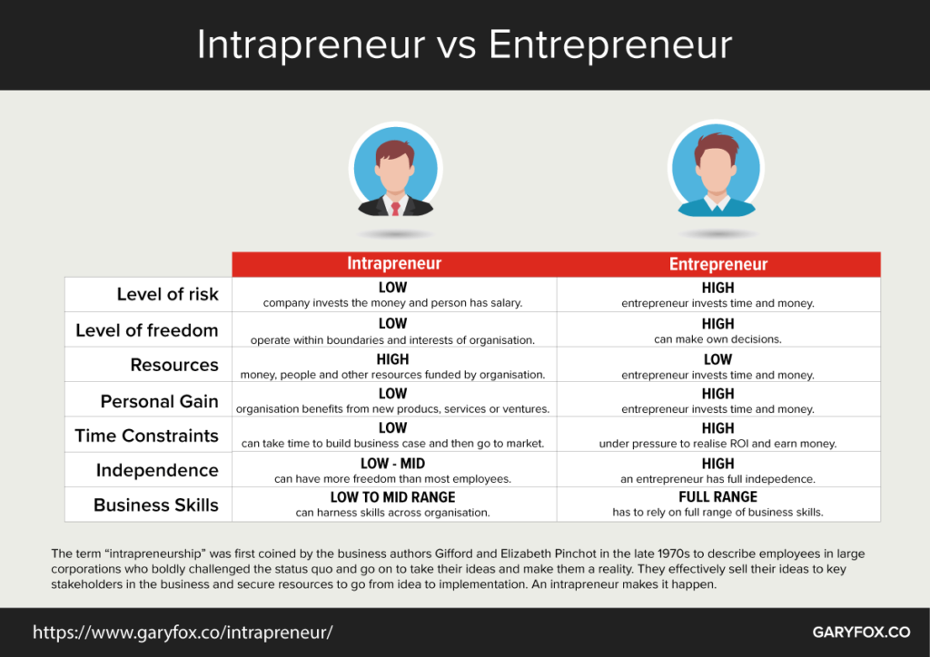 intrapreneur vs entrepreneur