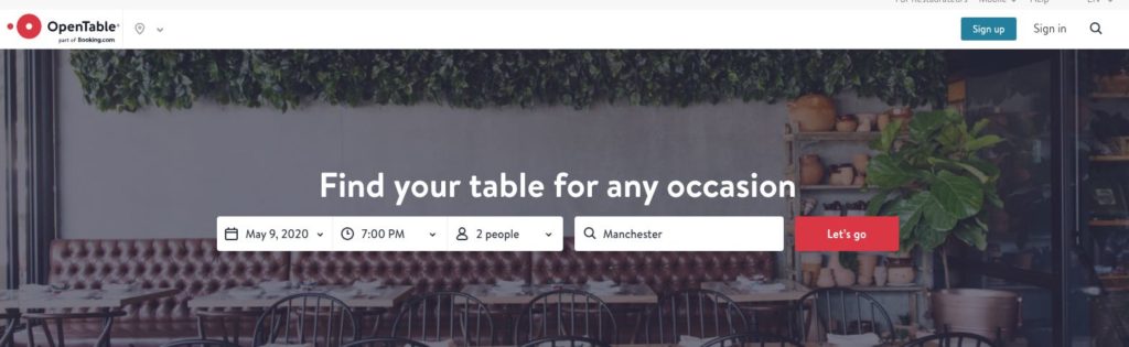 model opentable b2b2c