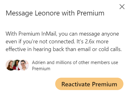 Abonnement Premium pour obtenir des crédits LinkedIn InMail