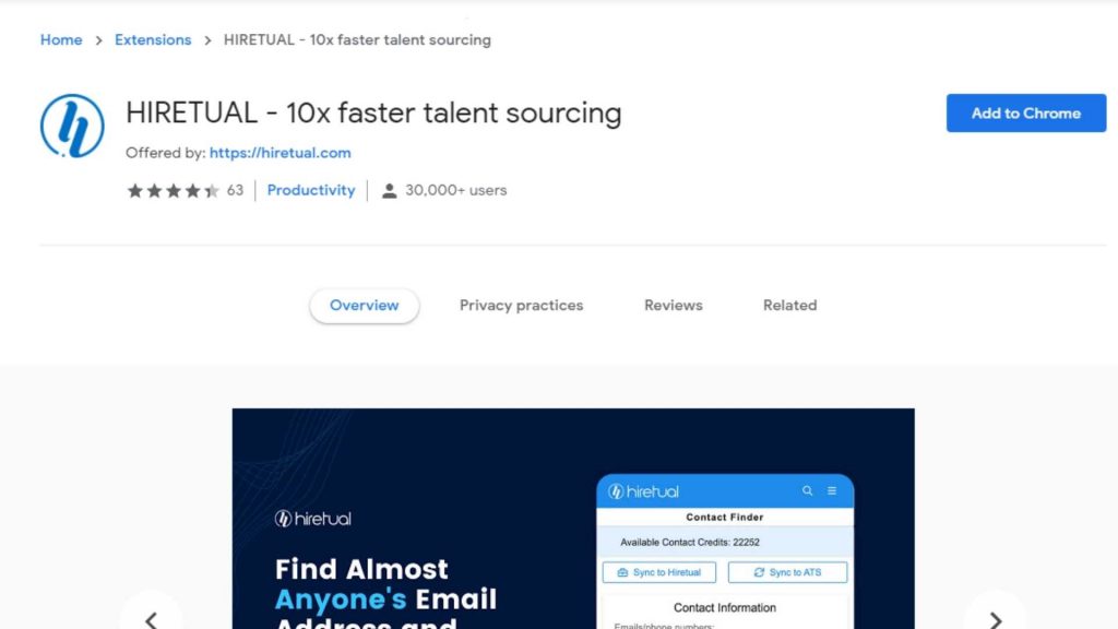 Meilleur outil de recherche d'e-mail Hiretual