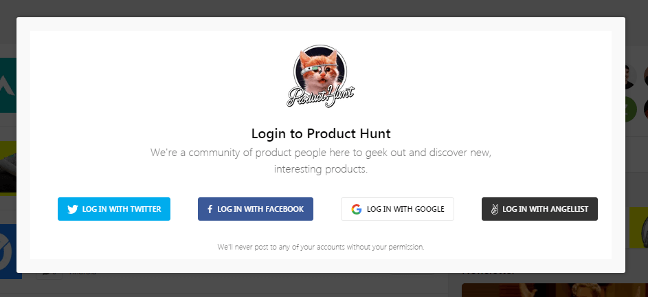 Buat akun pribadi di Product Hunt