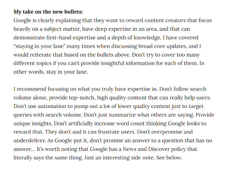 لقطة شاشة من مشاركة Glenn Gabe: يقدم تحديث المحتوى المفيد من Google إشارة تصنيف جديدة على مستوى الموقع تستهدف "محتوى محرك البحث أولاً" ، وهي تعمل دائمًا