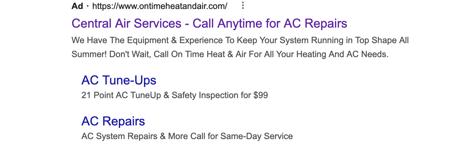 Une campagne HVAC créative sur Google Ads