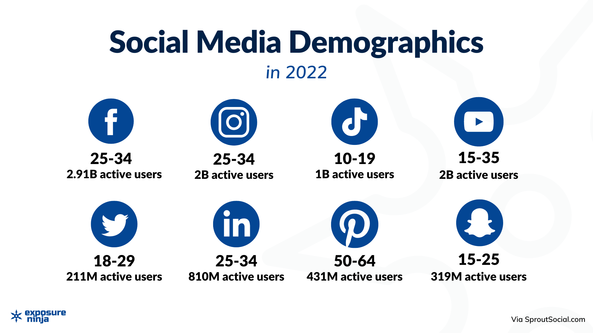 Infographie montrant différentes données démographiques sur les réseaux sociaux