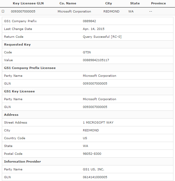 GEPIR Database to Format GTIN