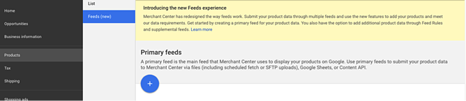 Google Merchant Center Primary Feeds