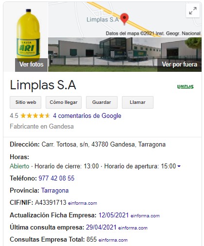 exemplu de filă google afacerea mea de limplas