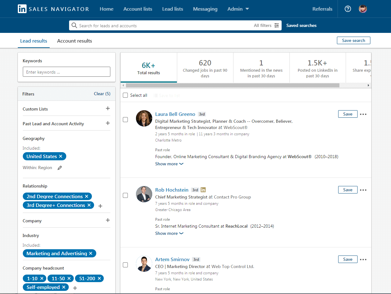 interface du navigateur de vente