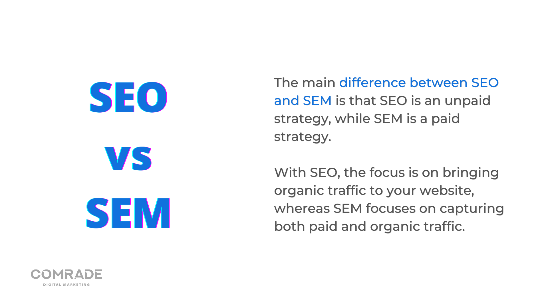 SEO vs SEM : principale différence