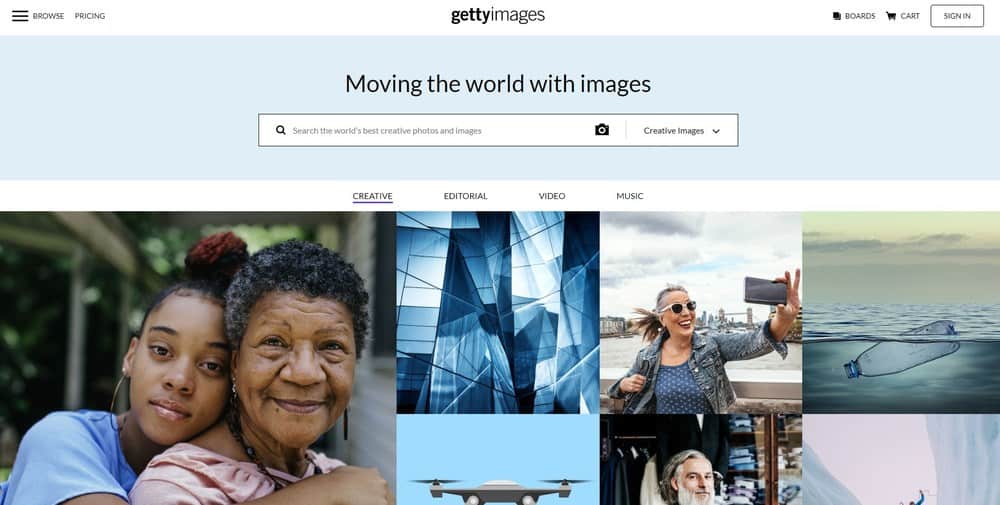 Getty Images ana sayfası