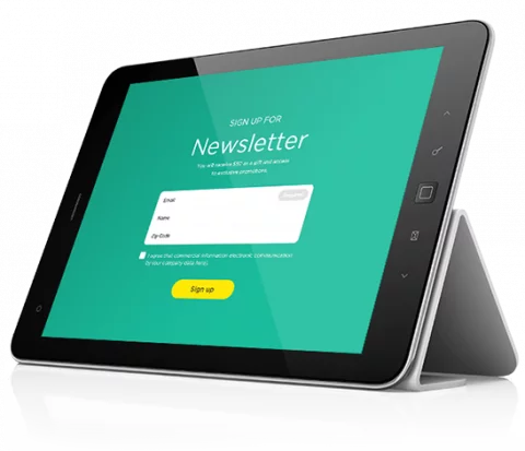 iscrizione alla newsletter su tablet