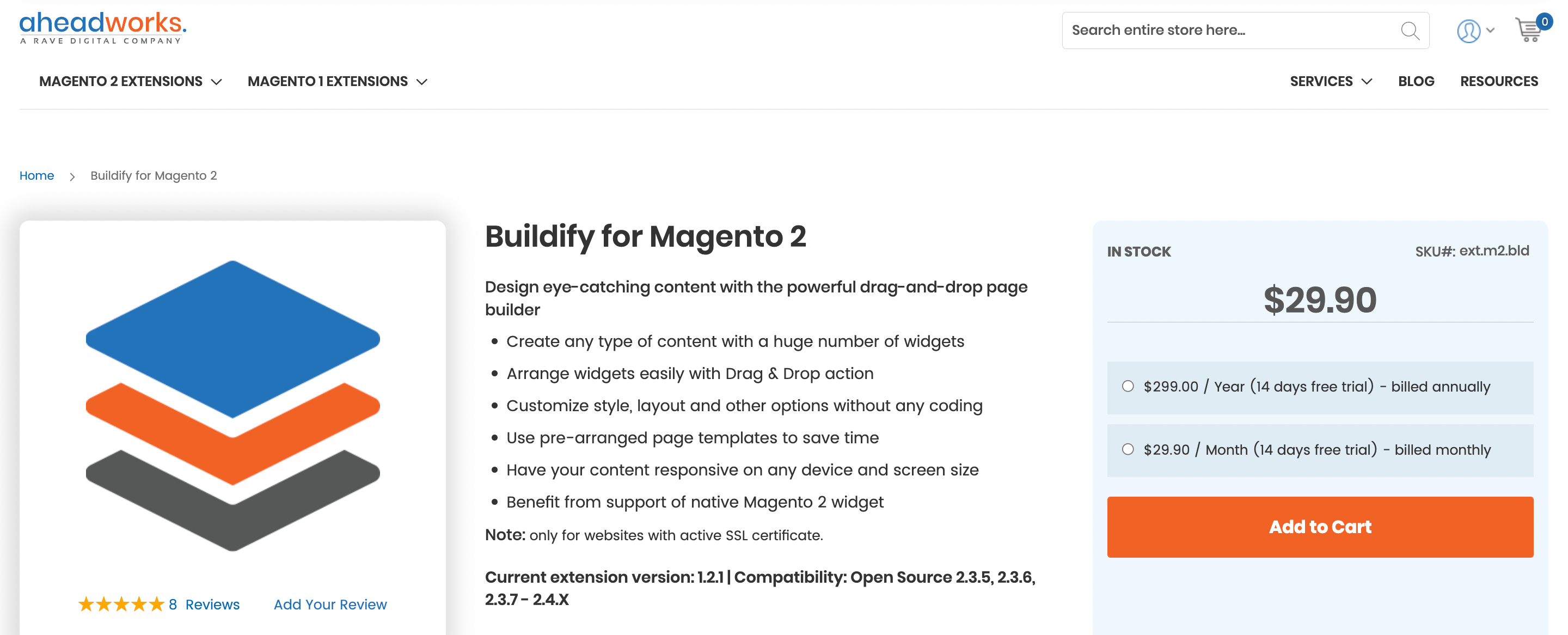 extensión del generador de páginas magento 2 cms