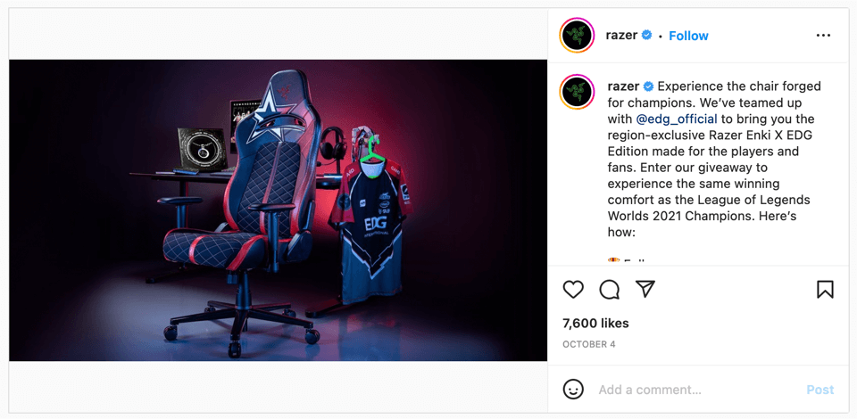 ビジネス投稿のための Razer Instagram ソーシャル メディア マーケティング