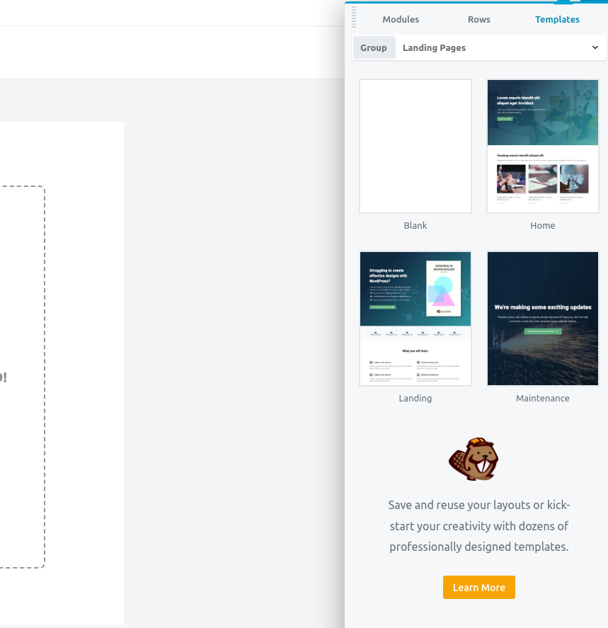 Page de destination avec Beaver Builder 2