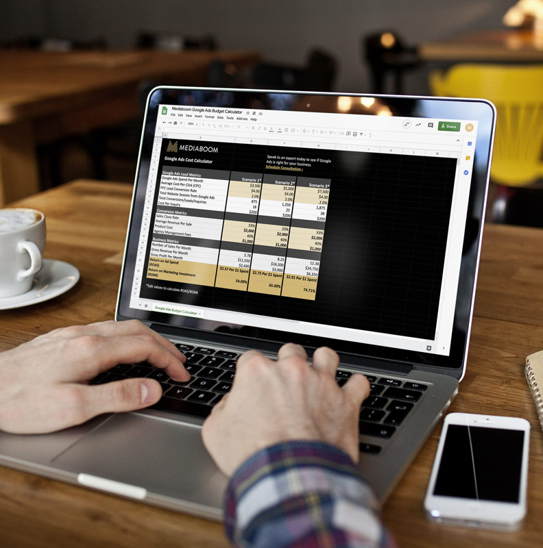 The Google ad spend calculator developed by Mediaboom