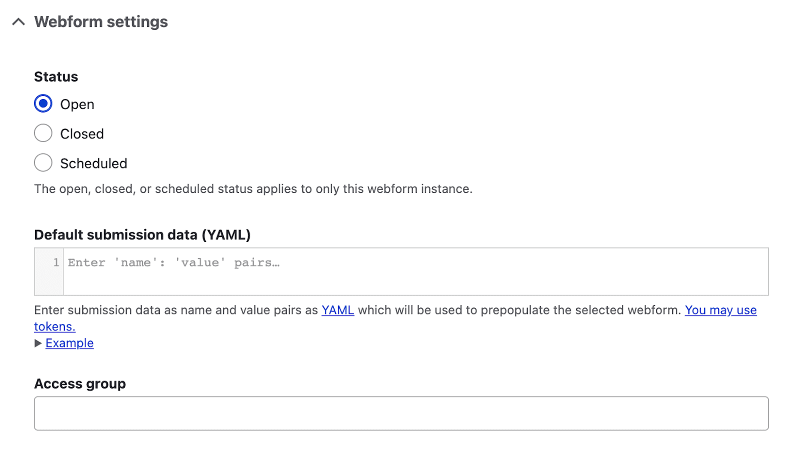 Configuración del formulario web