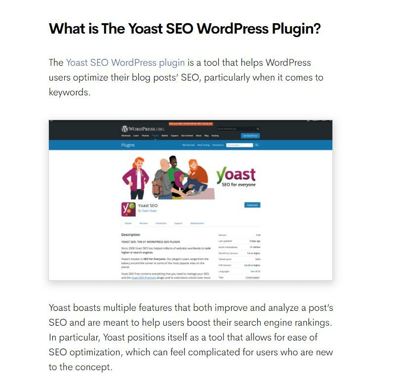 Zrzut ekranu recenzji Yoast na blogu Wordable