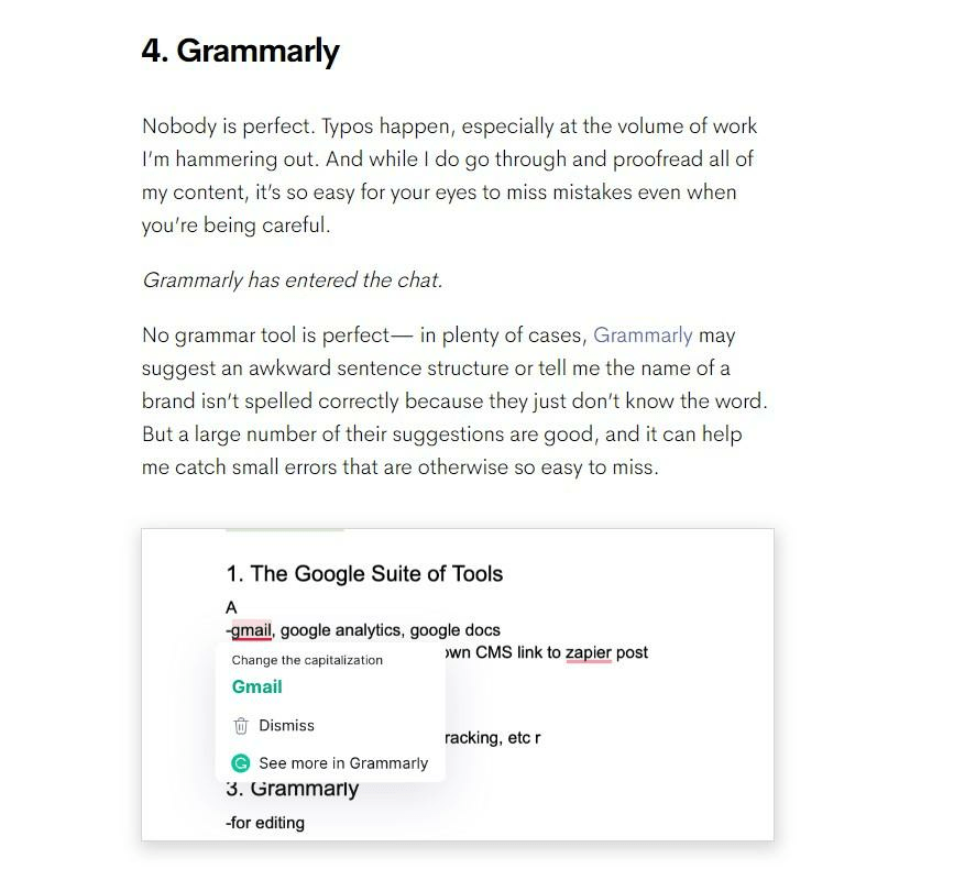 Grammarly link partnerski w poście zasobów