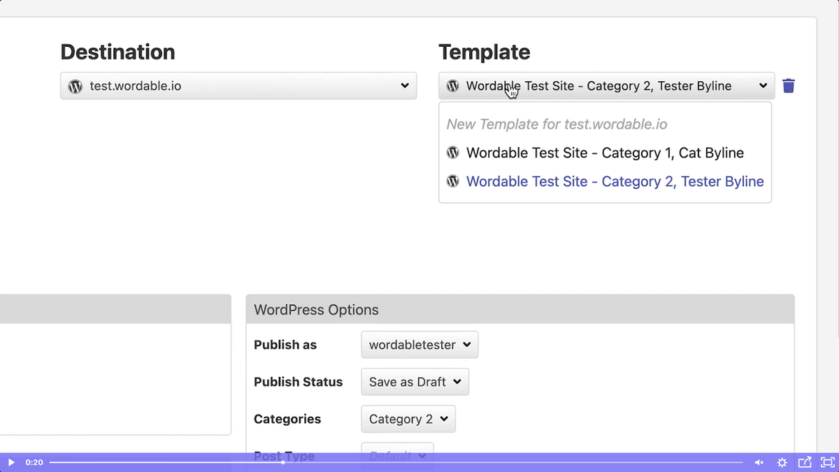 Exportación masiva con plantillas en Wordable