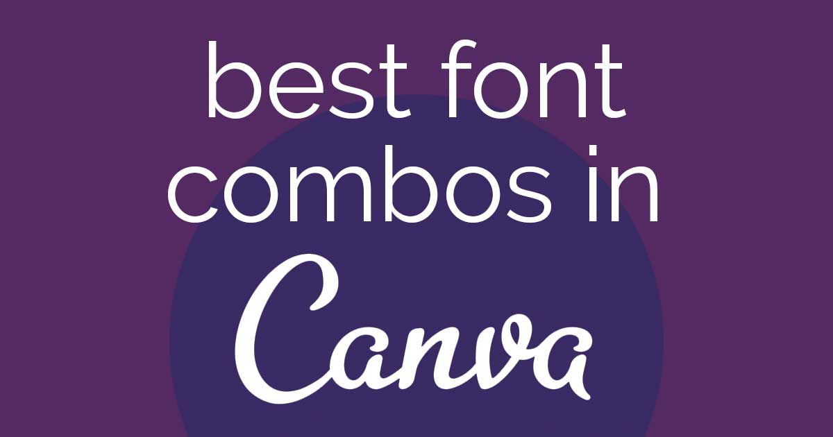 gráfico roxo com logotipo e texto do Canva, melhores combinações de fontes.