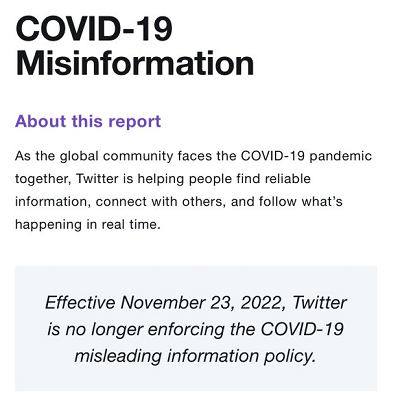 Twitter COVID ポリシーの削除