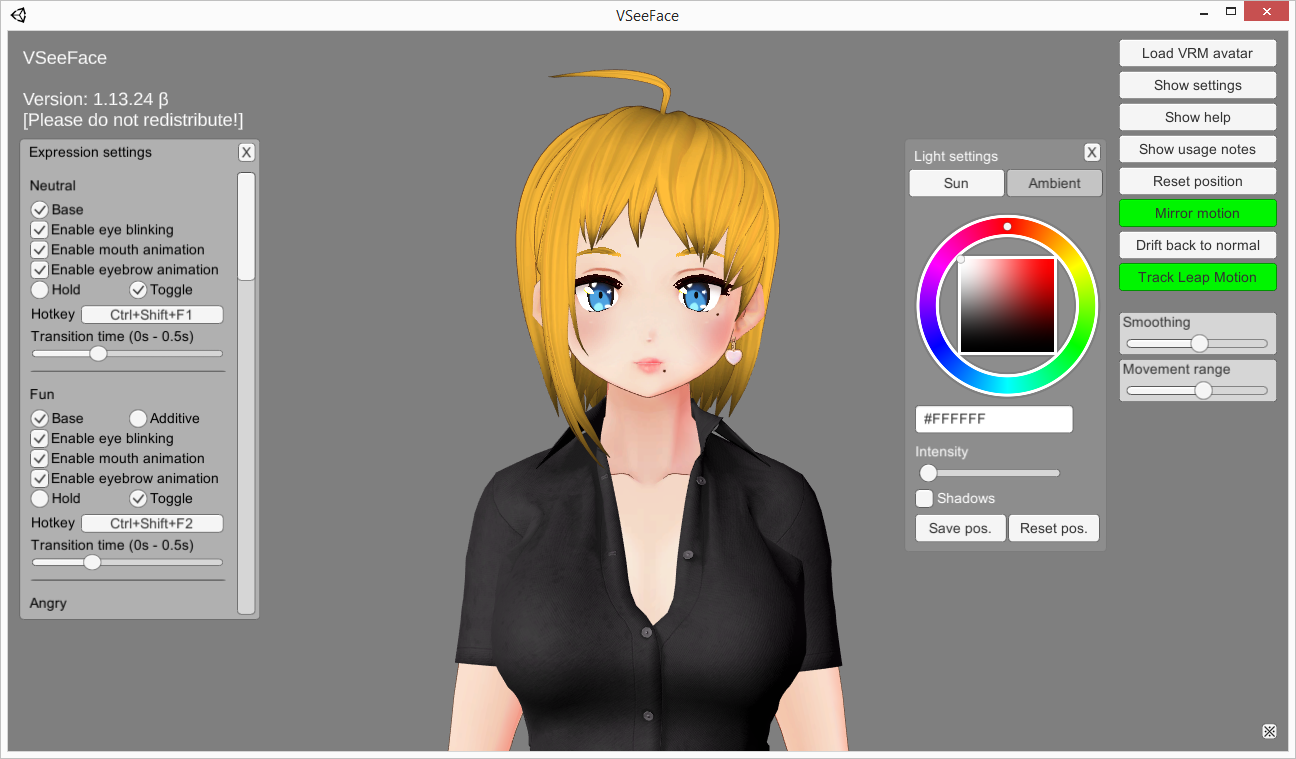 برنامج VSeeFace vTuber