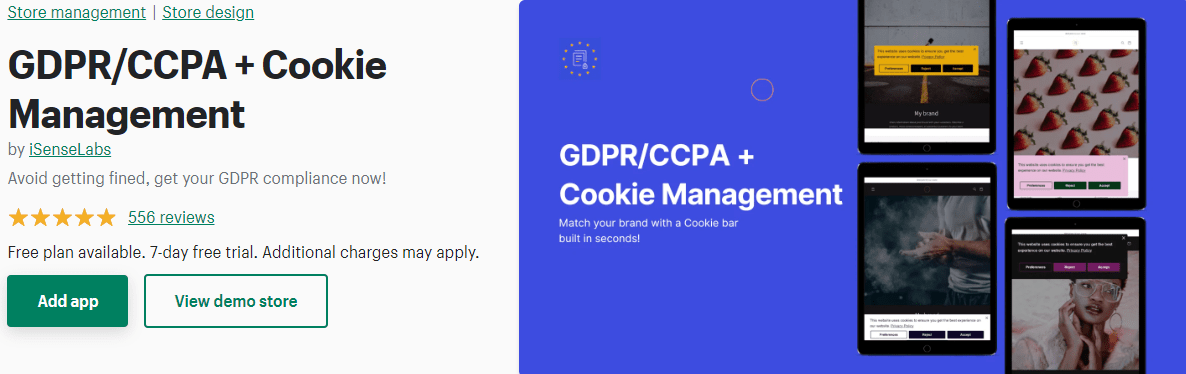 Application de cookies Shopify