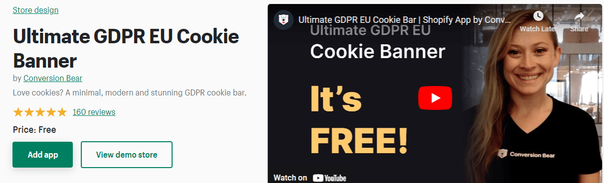 Ultimo banner per cookie UE GDPR