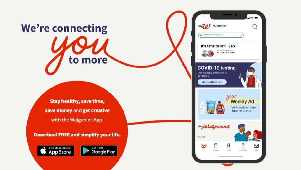 Captură de ecran a aplicației Walgreens pe un iPhone de pe site-ul lor