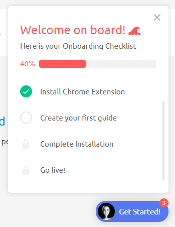 lista di controllo per l'onboarding della guida utente